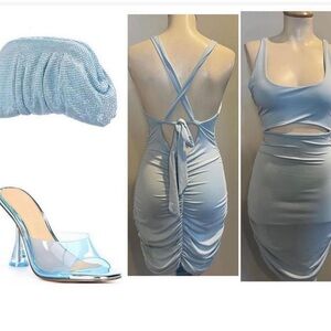 BLUE BODYCON CUTOUT DRESS/ PRELOVED /SMALL